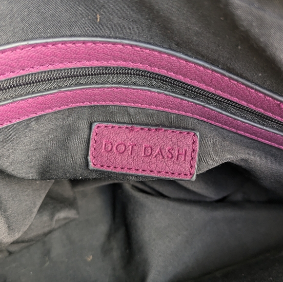 Dot Dash Vegan Leather Satchel Top Handle & Crossbody Strap Purple - Picture 11 of 16